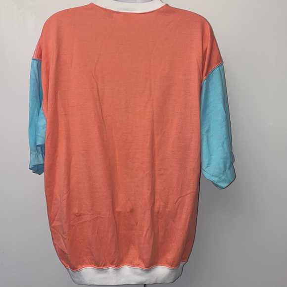 Vintage pink blue orange colorblock patches SWEATS DD workout shirt Large - Picture 3 of 9